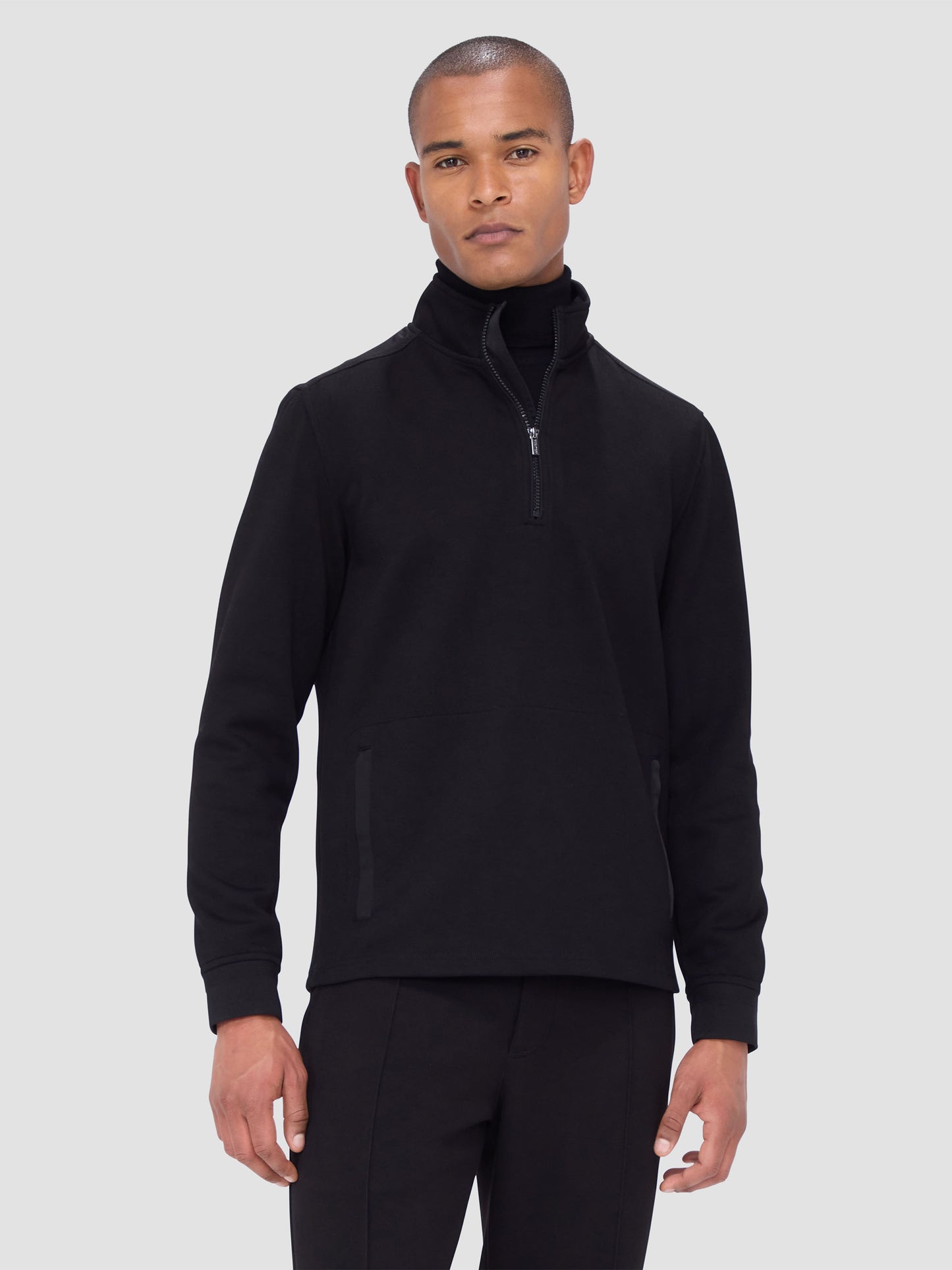 Quarter Zip Black Knit - Bugatchi