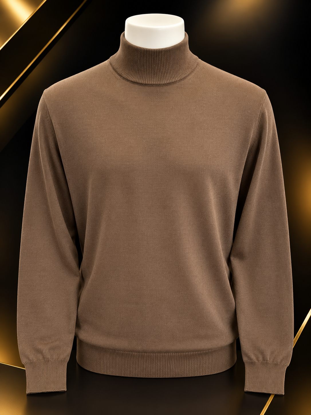 Milano Italian Mock Neck Sweater - Brown