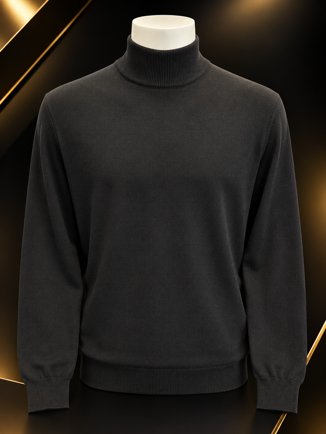 Milano Italian Mock Neck Sweater - Black