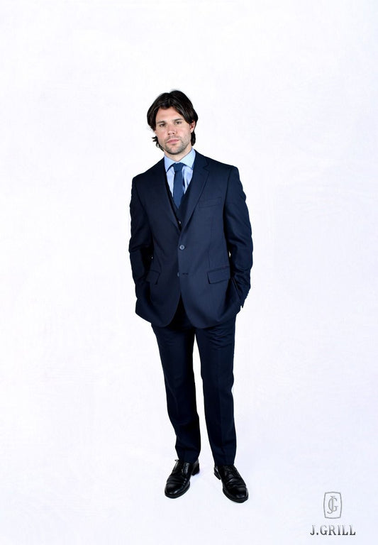 Blue High Twist Wool Suit - J Gril