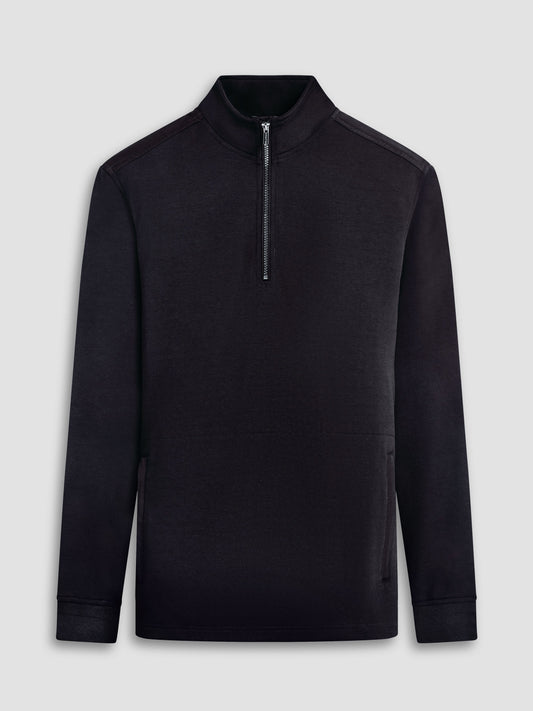 Quarter Zip Black Knit - Bugatchi