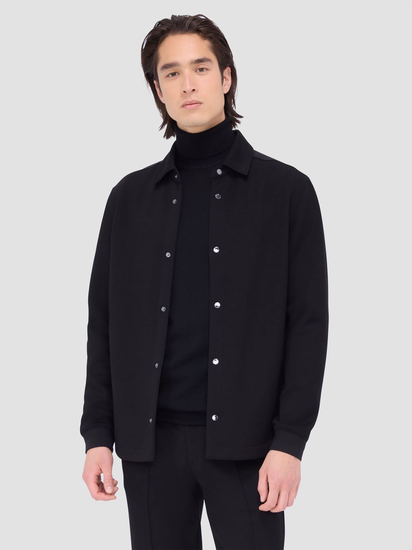 Knit Black Shirt Jacket - Bugatchi