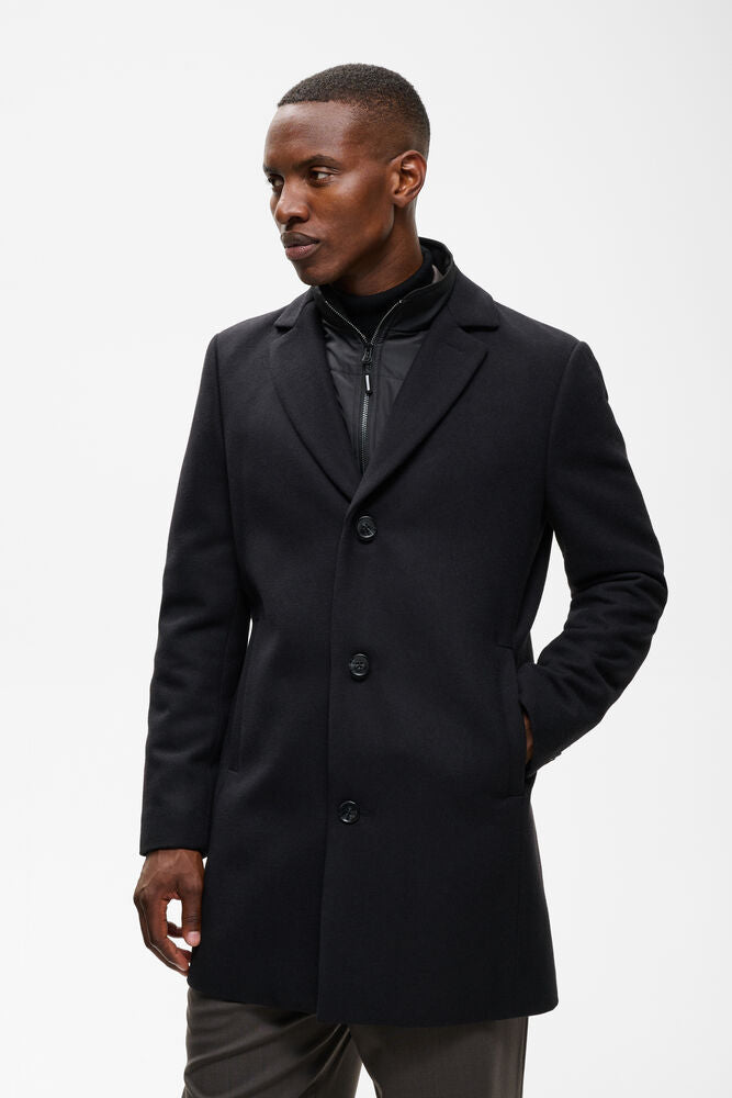 Matinique Tailored Long Overcoat - Black