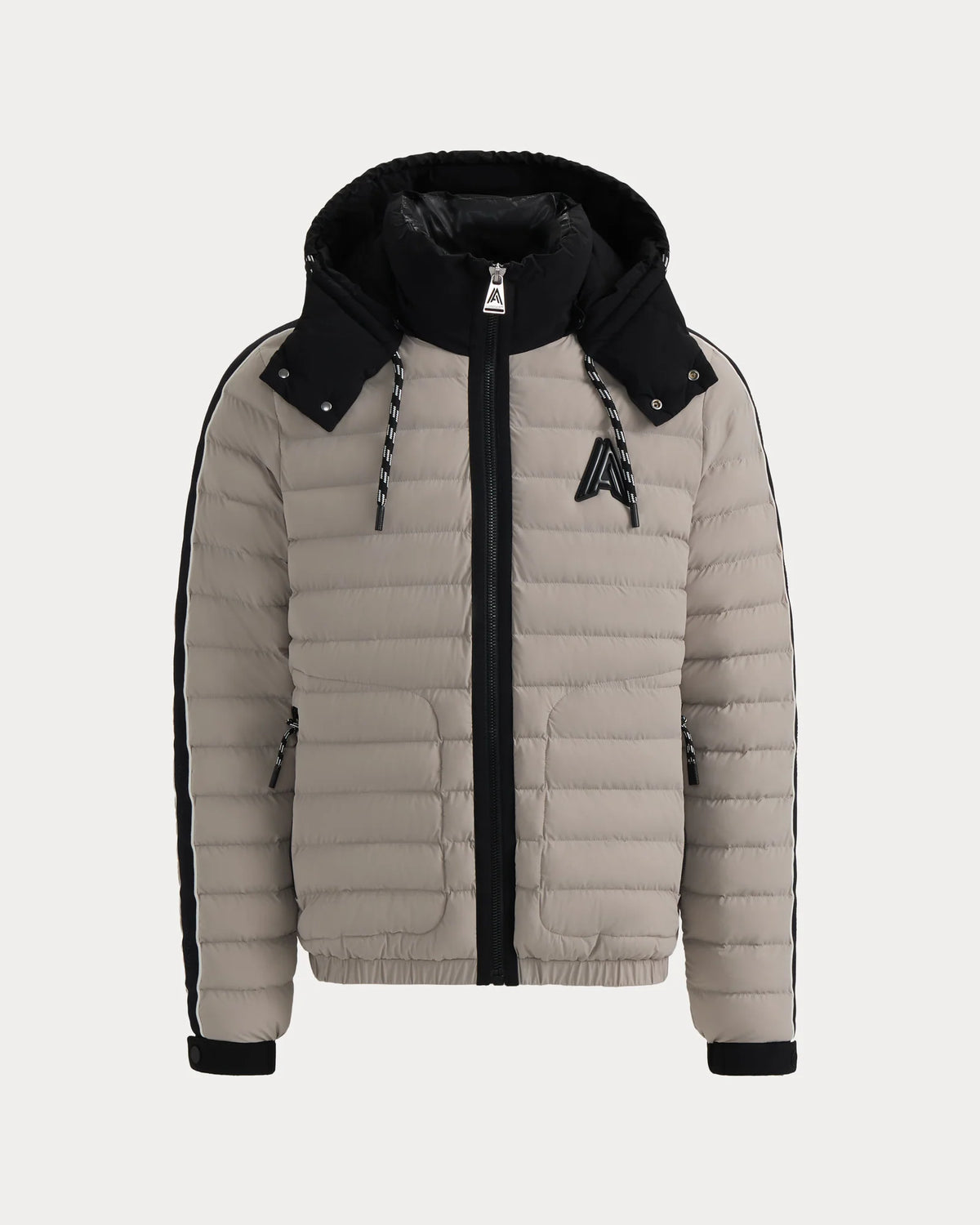 Alpenhaus Men's Quilted Hooded Puffer Jacket – Beige & Black