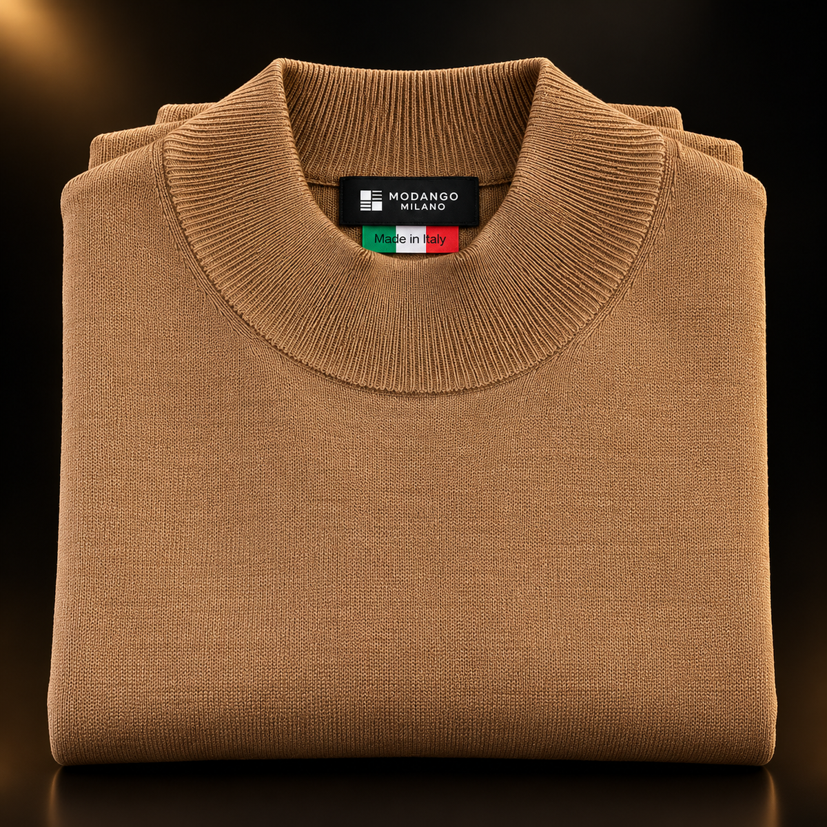 Milano Italian Mock Neck Sweater - Caramel