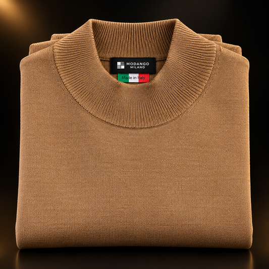 Milano Italian Mock Neck Sweater - Caramel