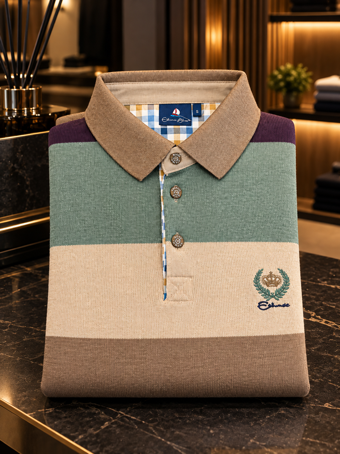 Ethnic Blue Men's Colour Block Knit Polo Sweater – Multi-Colour