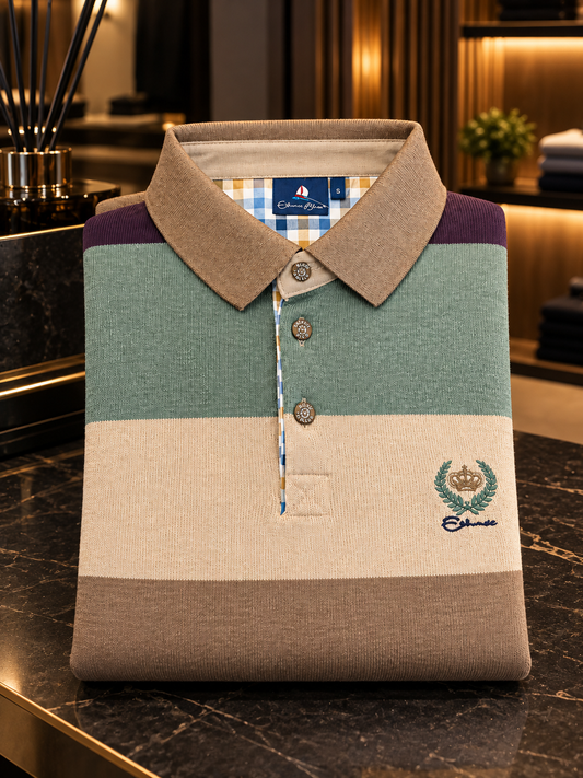 Ethnic Blue Men's Colour Block Knit Polo Sweater – Multi-Colour