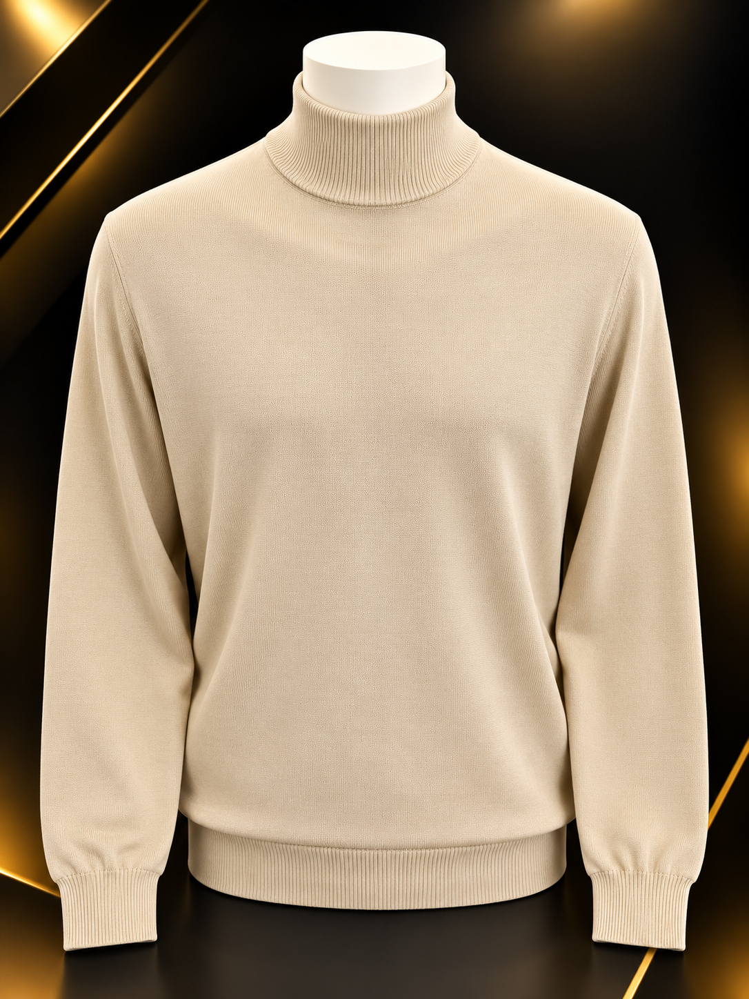 Milano Italian Mock Neck Sweater - Beige