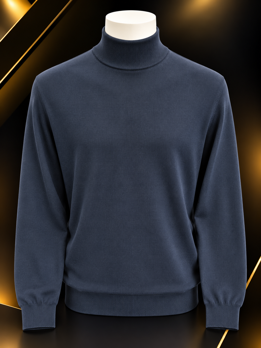 Milano Italian Mock Neck Sweater - Navy