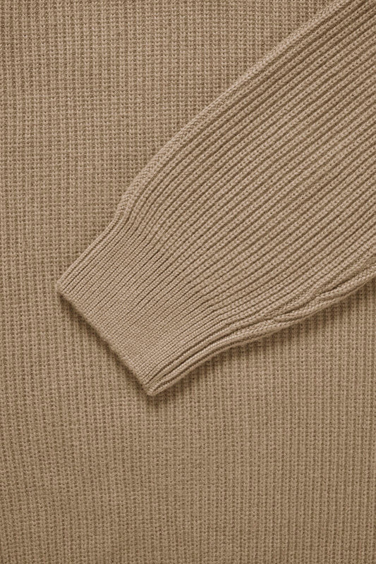 Matinique Ribbed Crew Neck Knit Sweater - Brown