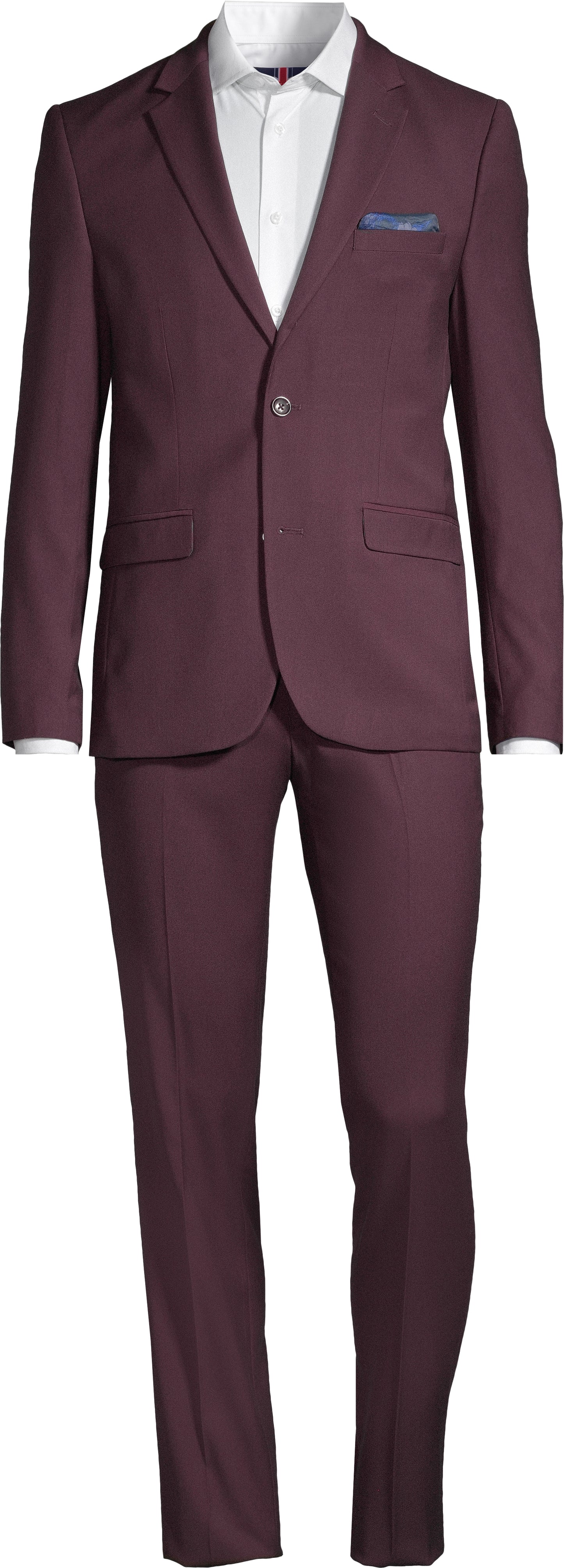 Burgundy Slim Fit Suit - Soul Of London